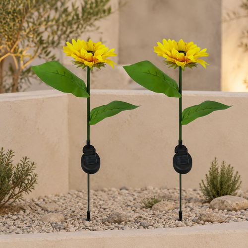 2 LED Zonnebloem Tuinlampen