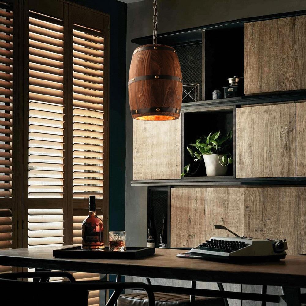 Erato Hangende Wijnvat Lamp van Hout