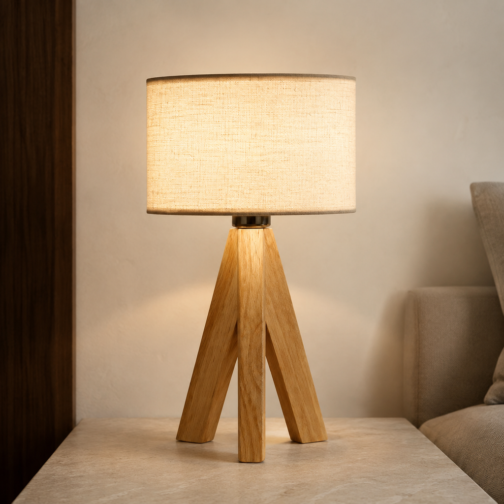 Lizbeth tafellamp met houten driepoot