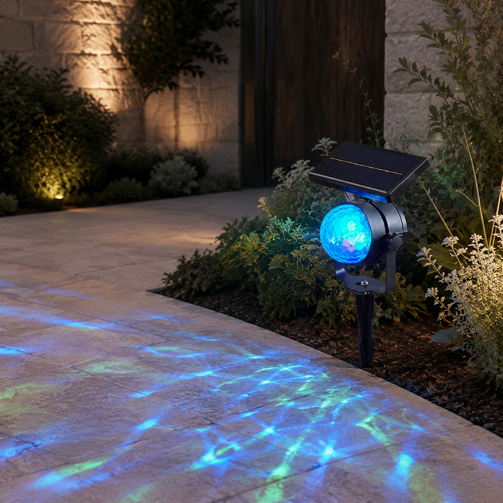 Oren LED-schijnwerper voor de tuin op zonne-energie