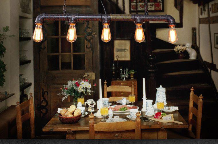 Industriële pijplamp met vijf lichtpunten – detailfoto 2