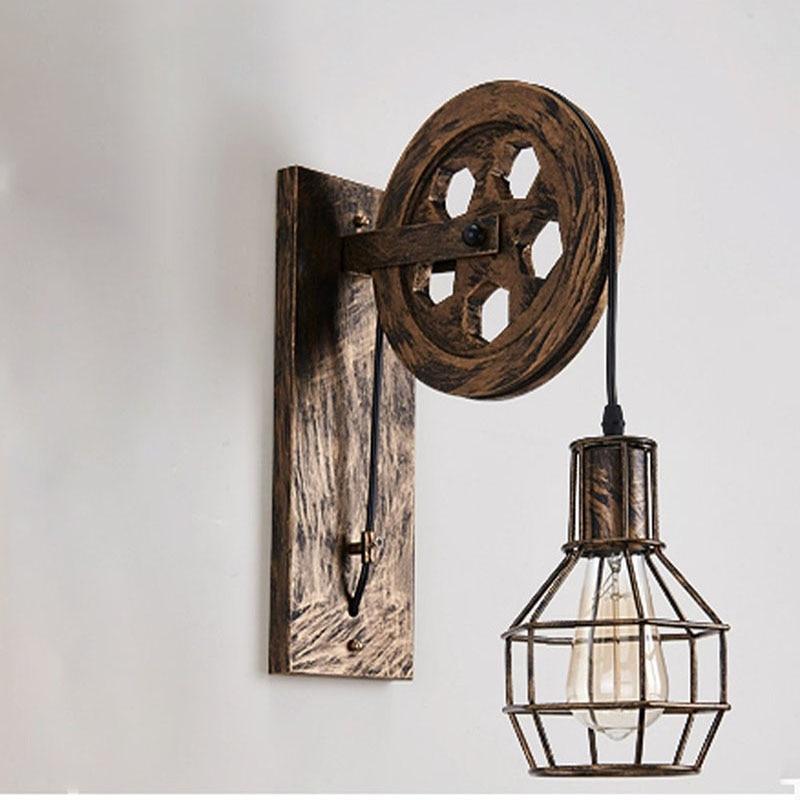 Loft industriële wandlamp met katrol