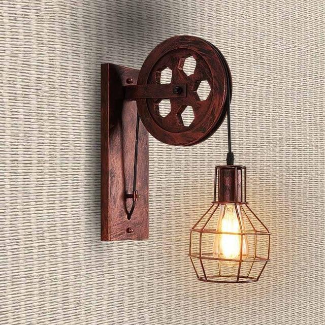 Loft industriële wandlamp met katrol