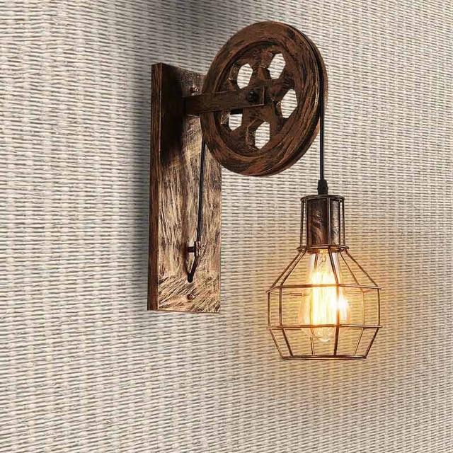 Loft industriële wandlamp met katrol